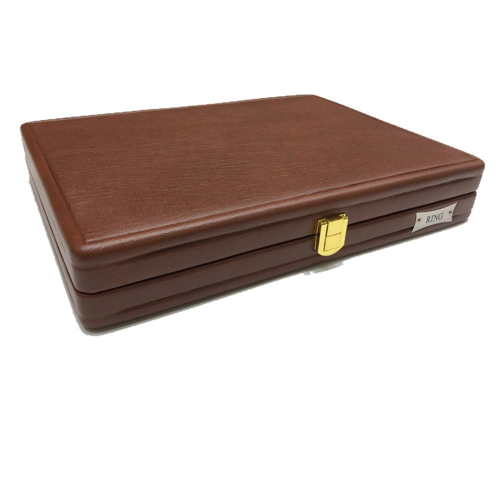 Jewellery brown leather stock box
