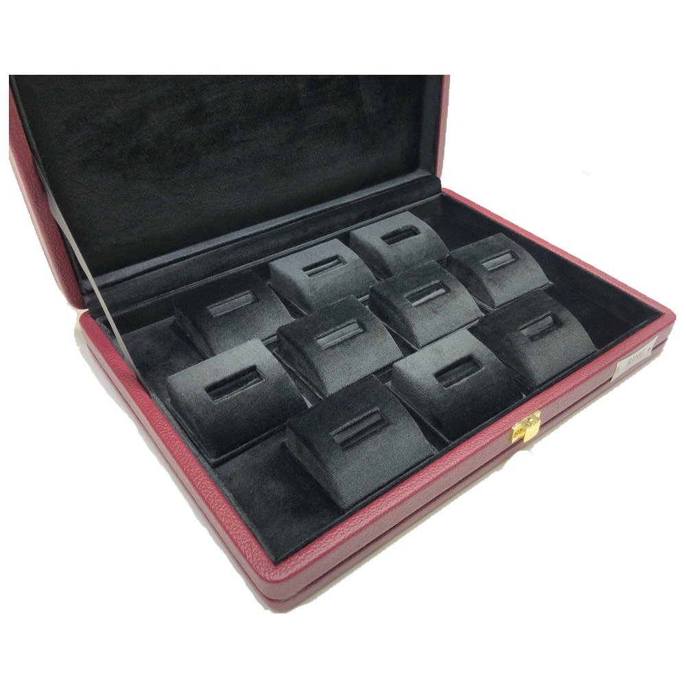 Jewellery mehroon leather stock box